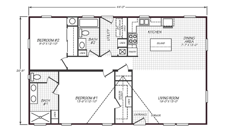 Solaris 28442A | 2 bedroom, 2 bathroom, 1174 sqft home | Built by Cavco - Goodyear in Goodyear, AZ.