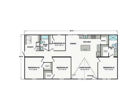Owen 28564B | 4 bedroom, 2 bathroom, 1494 sqft home. Built by Cavco - Presidio in Presidio, TX.