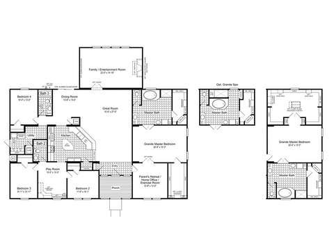 Hacienda II Flex 57664A | 4 bedroom, 3 bathroom, 3379 sqft home. Built by Cavco - Austin in Austin, TX.