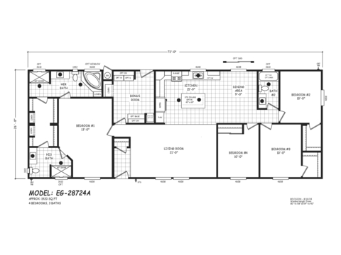 Edge 28724A | 4 Bedroom, 2 Bathroom, 1920 sqft home | Built by Cavco - Goodyear in Goodyear, AZ.
