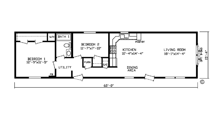 The Lakeside 16602AM | 2 bedroom, 1 bathroom, 920 sqft home | Built by Cavco - Montevideo in Montevideo, MN.