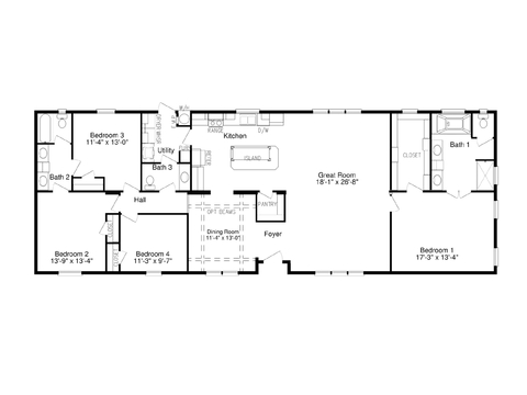 Solitaire 28784A | 4 bedroom, 2.5 bathroom, 2184 sqft home. Built by Cavco - Deming in Deming, NM.