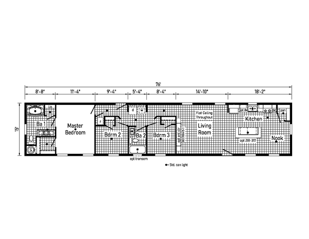 Westlake Single 16763E | 3 bedroom, 2 bathroom, 1140 sqft home | Built by Cavco - Dorchester in Dorchester, WI.