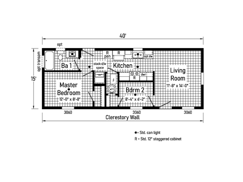 Millenian S2 16402A | 2 bedroom, 1 bathroom, 600 sqft home | Built by Cavco - Goshen in Goshen, IN.