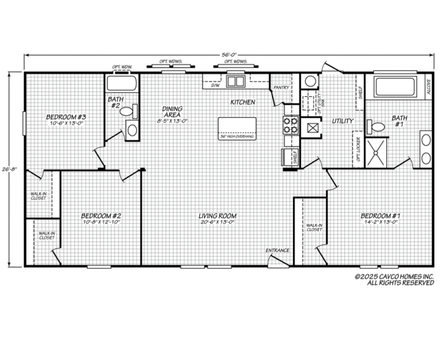 Landmark 28563U | 3 bedroom, 2 bathroom, 1492 sqft home | Built by Cavco - Waco in Waco, TX.