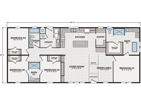 Aura 28644N | 4 bedroom, 3 bathroom, 1706 sqft home. Nationally available model.