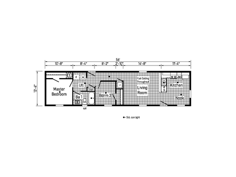 Westlake Single 14562B | 2 bedroom, 1 bathroom, 747 sqft home | Built by Cavco - Dorchester in Dorchester, WI.