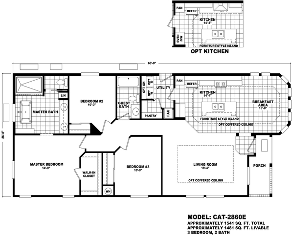 Catalina 28603E | 3 bedroom, 2 bathroom, 1541 sqft home. Built by Cavco - Phoenix in Phoenix, AZ