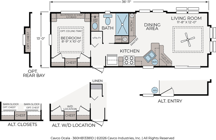Hawk Elite 13381D | 1 bedroom, 1 bathroom, 492 sqft home | Built by Cavco - Ocala in Ocala, FL.