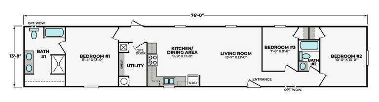 Sage 14763P | 3 bedroom, 2 bathroom, 984 sqft home | Built by Cavco - Waco in Waco, TX.