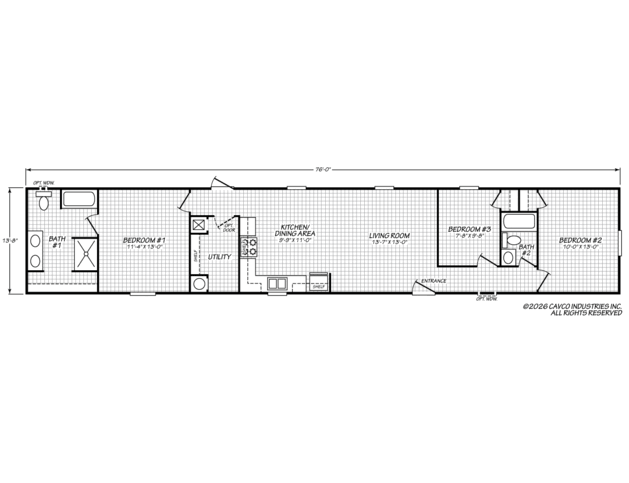 Sage 14763P | 3 bedroom, 2 bathroom, 984 sqft home | Built by Cavco - Waco in Waco, TX.