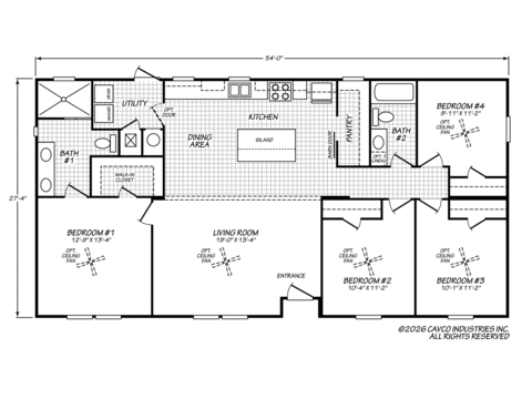 Homeland 28544H | 4 bedroom, 2 bathroom, 1620 sqft home | Built by Cavco - Fort Worth in Fort Worth, TX.