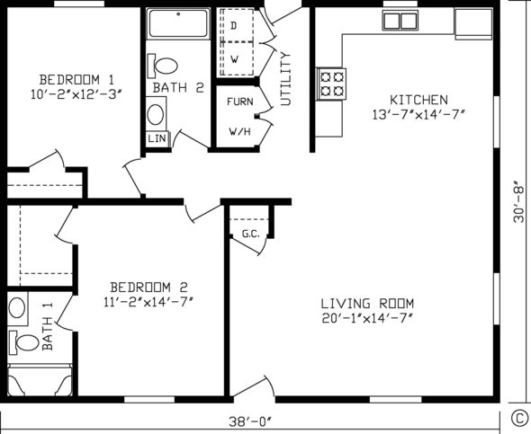 The Dartmouth | 2 bedroom, 2 bathroom, 1165 sqft home. Built by Cavco - Nappanee in Nappanee, IN.