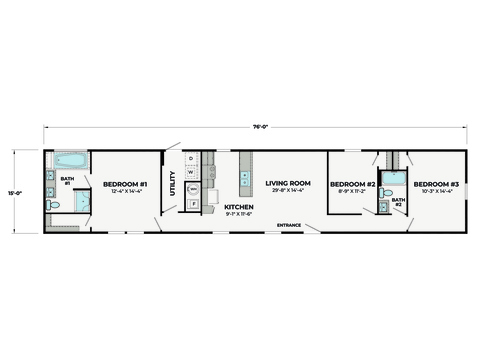 Highland 16763A | 3 bedroom, 2 bathroom, 1140 sqft home. Built by Cavco - Lancaster in Lancaster, TX.