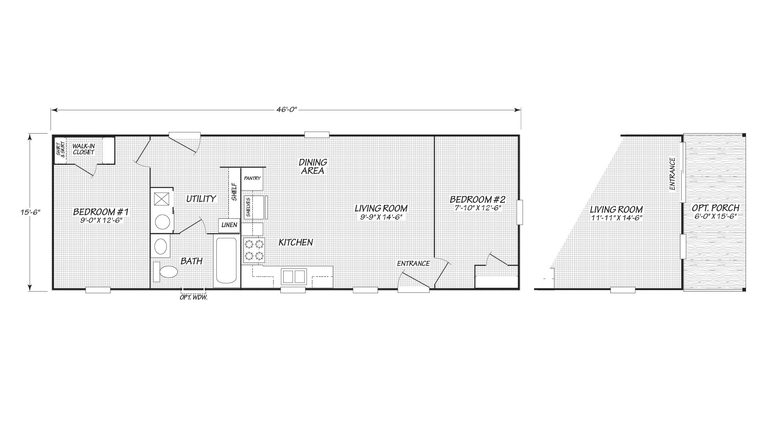 Urban 16462U | 2 bedroom, 1 bathroom, 713 sqft home | Built by Cavco - Lafayette in Lafayette, TN