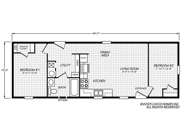 Urban 16462U | 2 bedroom, 1 bathroom, 713 sqft home | Built by Cavco - Lafayette in Lafayette, TN