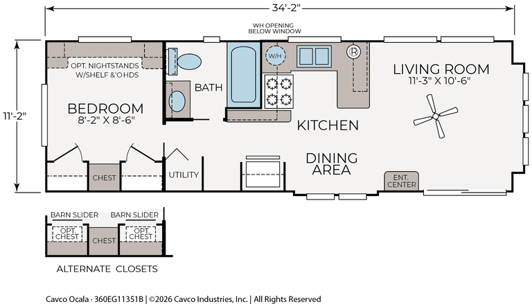 Eagle 12351B | 1 bedroom, 1 bathroom, 395 sqft home | Built by Cavco - Ocala in Ocala, FL.