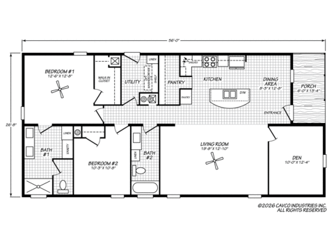 Harbor View 28562A | 2 bedroom, 2 bathroom, 1493 sqft home. Built by Cavco - Plant City in Plant City, FL.