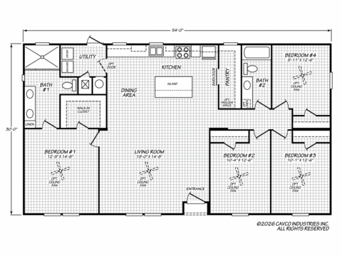 Homeland 30544H | 4 bedroom, 2 bathroom, 1620 sqft home | Built by Cavco - Fort Worth in Fort Worth, TX