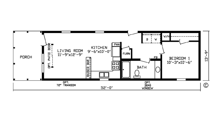 The Jackson | 1 bedroom, 1 bathroom, 605 sqft home. Built by Cavco - Nappanee in Nappanee, IN.