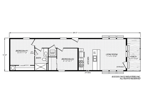 Cabana 15522C | 2 bedroom, 1 bathroom, 762 sqft home | Built by Cavco Millersburg