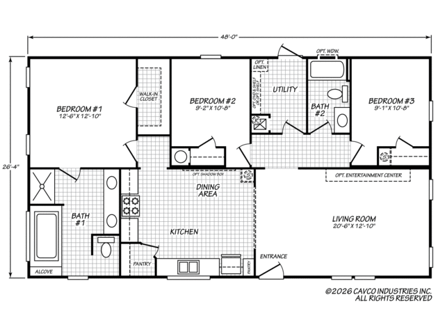 3 Bed Manufactured Home (Double-wide) for Sale - The Pinnacle 28483P