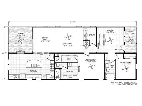 Hudson 28642A | 2 bedroom, 2 bathroom, 1706 sqft home. Built by Cavco - Plant City in Plant City, FL.