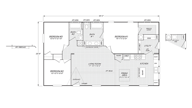Opal 28483F | 3 bedroom, 2 bathroom, 1280 sqft home. Built by Cavco - Nampa in Nampa, ID.