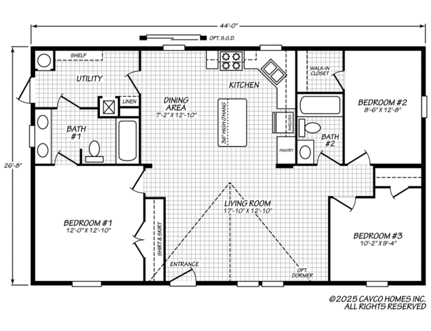 Express 28443W | 3 bedroom, 2 bathroom, 1173 sqft home | Built by Cavco - Lafayette in Lafayette, TN