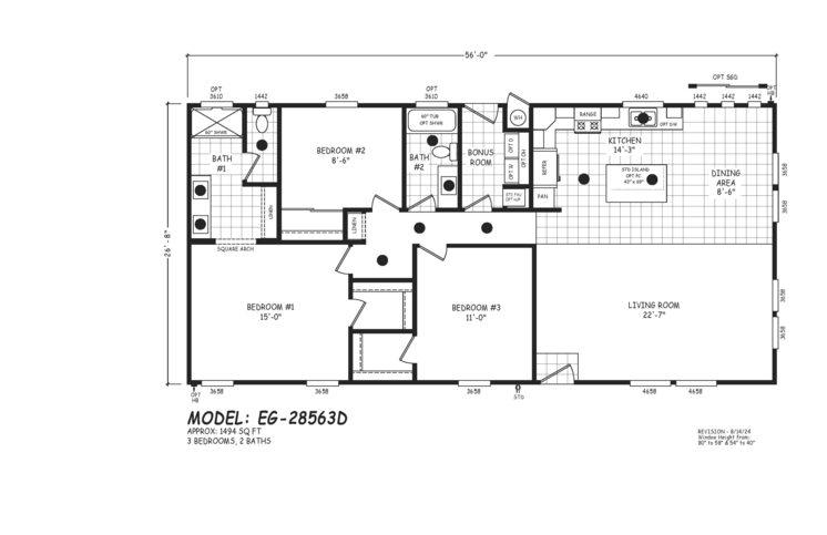 Edge Series | 3 Bedroom, 2 Bathroom, 1494 sqft home | Built by Cavco - Goodyear in Goodyear, AZ.