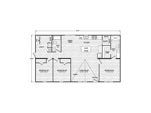 Ellis 28483B | 3 bedroom, 2 bathroom, 1280 sqft home. Built by Cavco - Presidio in Presidio, TX.