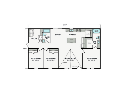 Ellis 28483B | 3 bedroom, 2 bathroom, 1280 sqft home. Built by Cavco - Presidio in Presidio, TX.