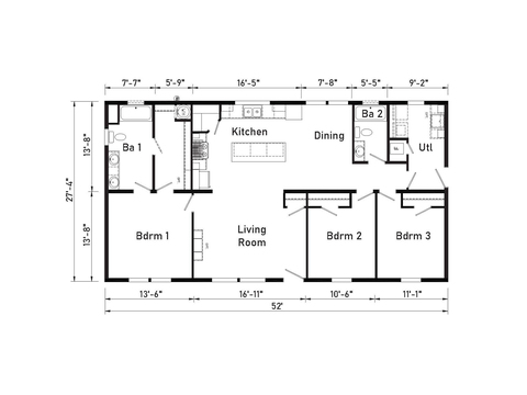 Cobalt 28523A | 3 bedroom, 2 bathroom, 1439 sqft home | Built by Cavco - Montevideo in Montevideo, MN.