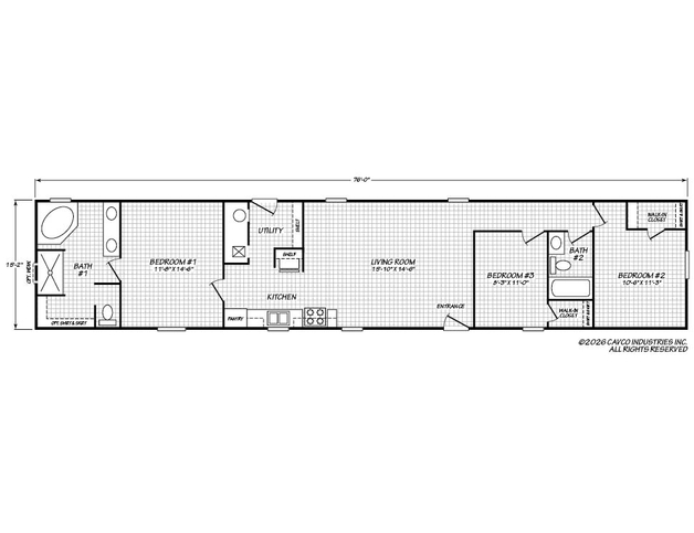 Exclamation 16763I | 3 bedroom, 2 bathroom, 1152 sqft home. Built by Cavco - Lafayette in Lafayette, TN.