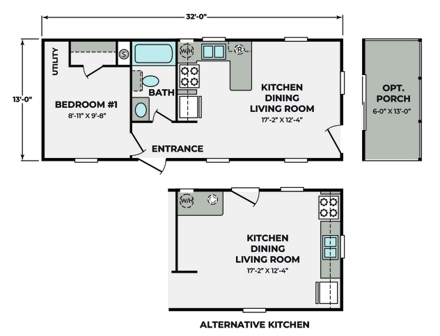 Factory Expo 13321A | 1 bedroom, 1 bathroom, 416 sqft home | Built by Cavco - Ocala in Ocala, FL.