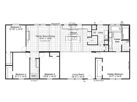 Wellington 30684F | 4 bedroom, 2 bathroom, 2040 sqft home | Built by Cavco - Fort Worth in Fort Worth, TX.