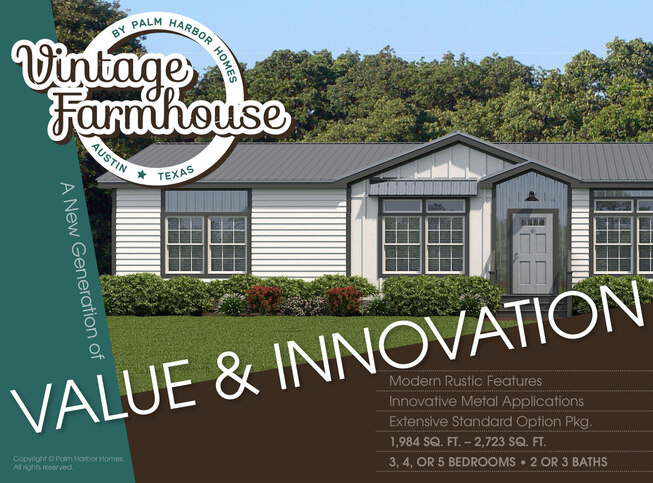 Vintage Farmhouse | 3 Bedroom, 2 Bathroom, 1984 sqft home | Built by Cavco - Austin in Austin, TX.