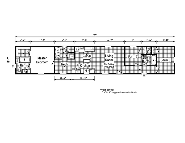 Beacon Prestige 14763A | 3 bedroom, 2 bathroom, 1013 sqft home. Built by Cavco - Shippenville in Shippenville, PA.