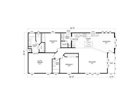 Sedona Ridge 28603A | 3 bedroom, 2 bathroom, 1600 sqft home | Built by Cavco - Goodyear in Goodyear, AZ.