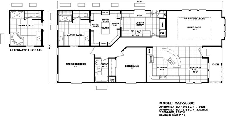 Catalina 28602C | 2 bedroom, 2 bathroom, 1608 sqft home. Built by Cavco - Phoenix in Phoenix, AZ