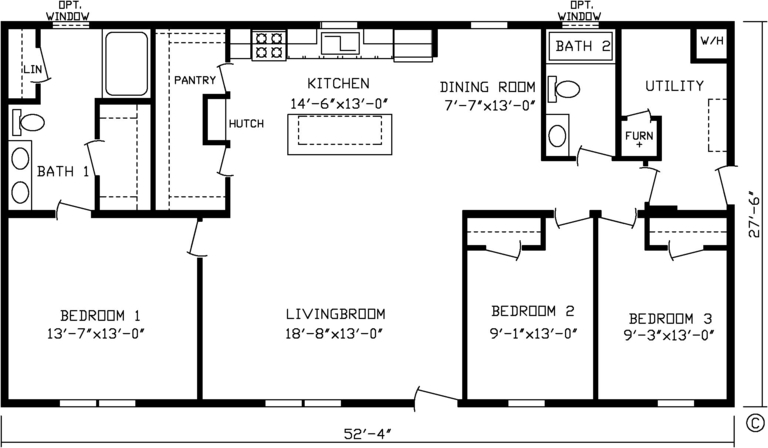 The Landmark 28523F | 3 bedroom, 2 bathroom, 1439 sqft home | Built by Cavco - Montevideo in Montevideo, MN.
