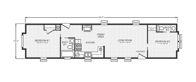 Falcon 13582E | 2 bedroom, 1.5 bathroom, 762 sqft home | Built by Cavco - Ocala in Ocala, FL.