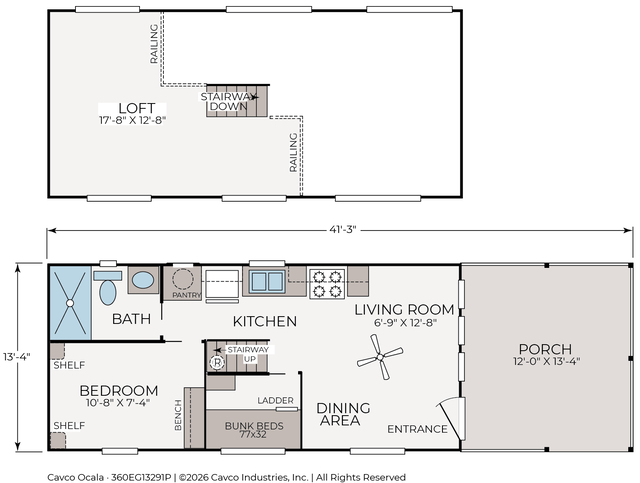 Eagle 13291P | 2 bedroom, 1 bathroom, 395 sqft home | Built by Cavco - Ocala in Ocala, FL.