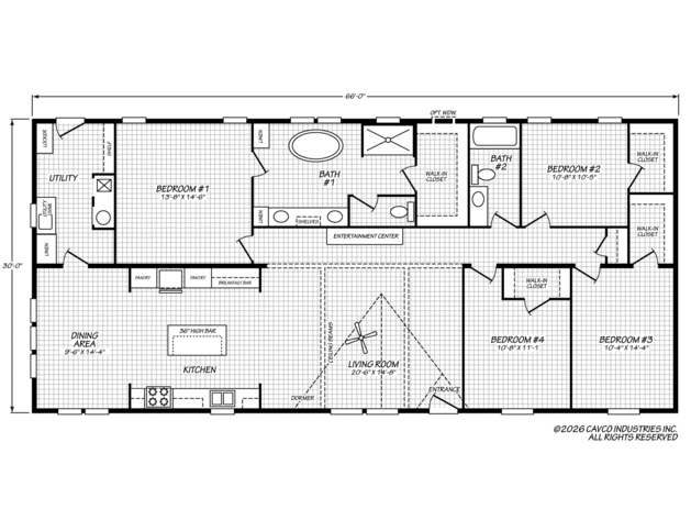 Country Manor 32664J | 4 bedroom, 2 bathroom, 1980 sqft home | Built by Cavco - Rocky Mount in Rocky Mount, VA.