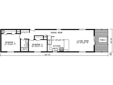 Pebble Ridge 14642A | 2 bedroom, 1 bathroom, 770 sqft home | Built by Cavco - Montevideo in Montevideo, MN.