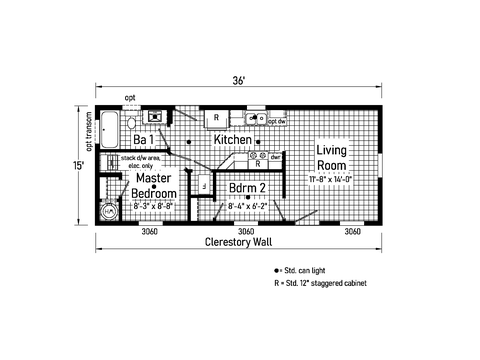 Millenian S1 16362A | 2 bedroom, 1 bathroom, 540 sqft home | Built by Cavco - Goshen in Goshen, IN.