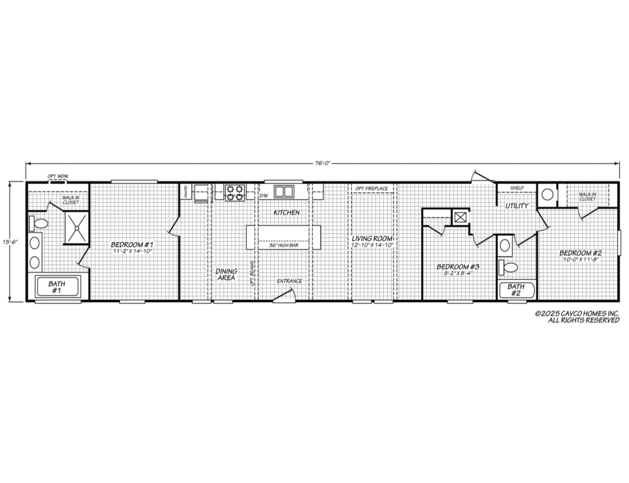 Landmark 16763E | 3 bedroom, 2 bathroom, 1178 sqft home | Built by Cavco - Waco in Waco, TX.