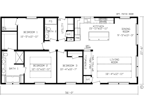 The Lincoln Modular 28563BM | 3 bedroom, 2 bathroom, 1540 sqft home | Built by Cavco - Montevideo in Montevideo, MN.