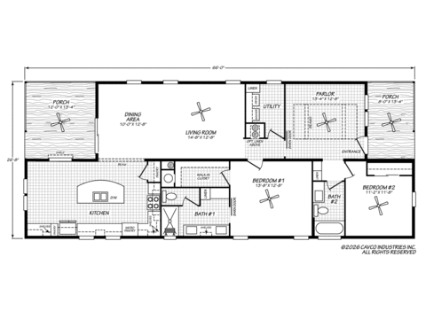 Jaylynn 28662A | 2 bedroom, 2 bathroom, 1760 sqft home. Built by Cavco - Plant City in Plant City, FL.