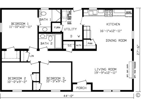 The Oakmont 28443AM | 3 bedroom, 2 bathroom, 1198 sqft home | Built by Cavco - Montevideo in Montevideo, MN.